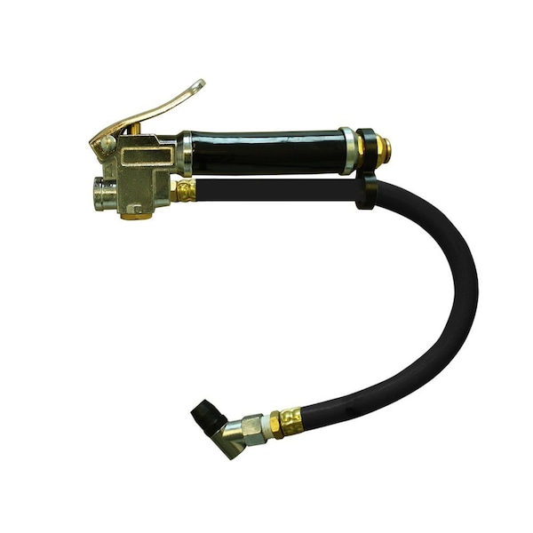 Interstate Pneumatics Heavy Duty Inflator 10-120 PSI w/ 12 Inch Black Steel Braided Hose Whipend & Chuck TF5135W - main